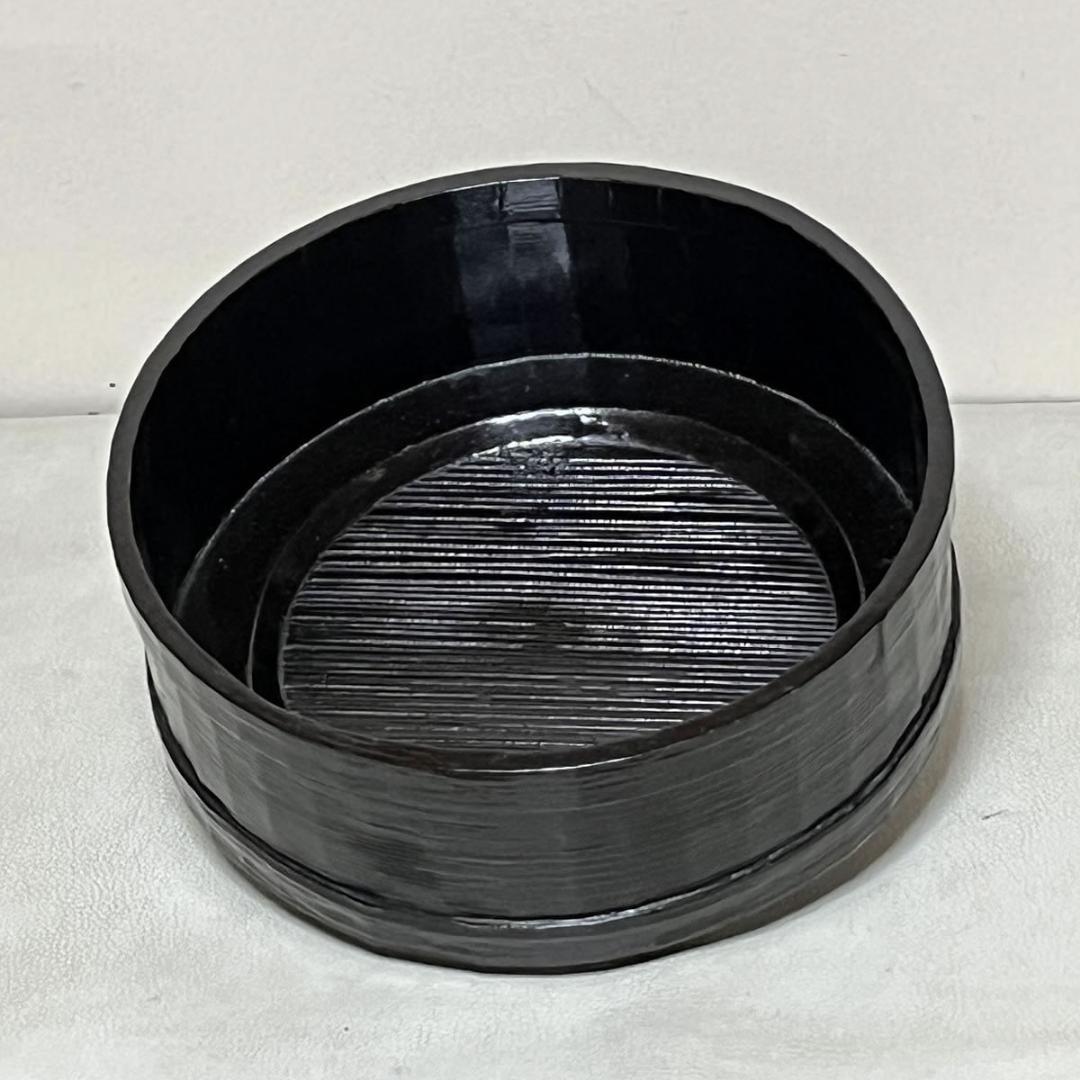 岸一閑 一閑張 桶炭斗 木箱入 宗旦好 炭桶 時代 炭斗 茶道具 【k3498】