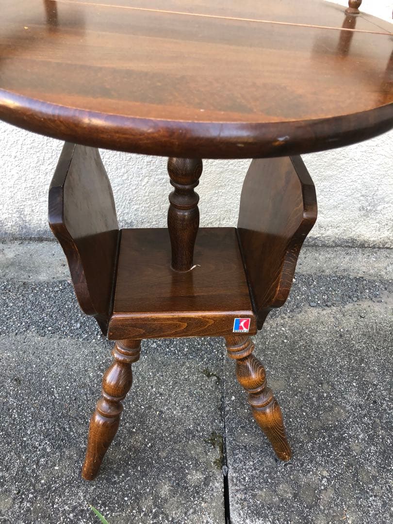 昭和レトロ 飛騨産業 キツツキ サイドテーブル コーヒーテーブル 丸テーブル