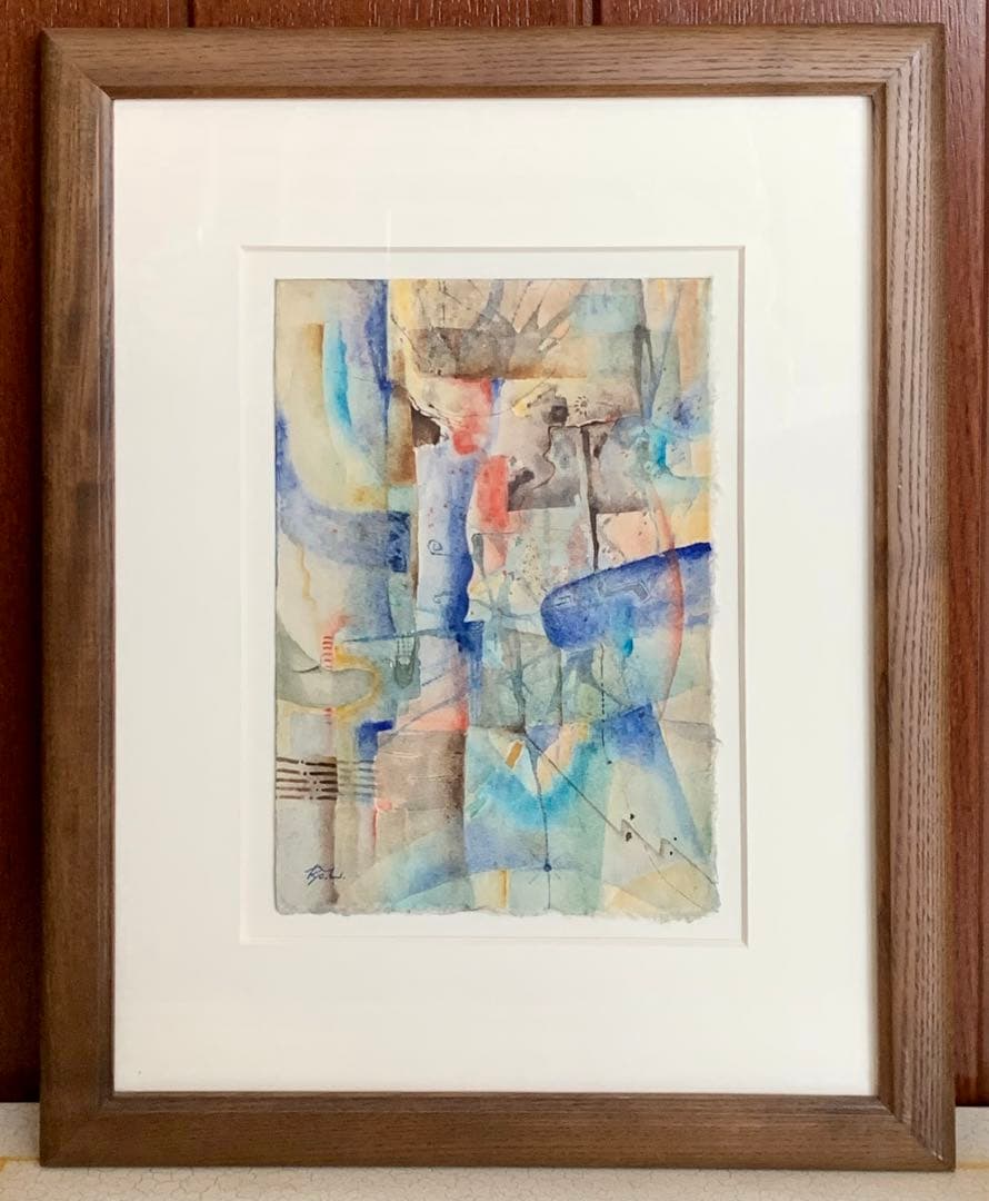 【RIO UMEZAWAの2号サイズ抽象画】1995年頃の初期作品【美品、レア】