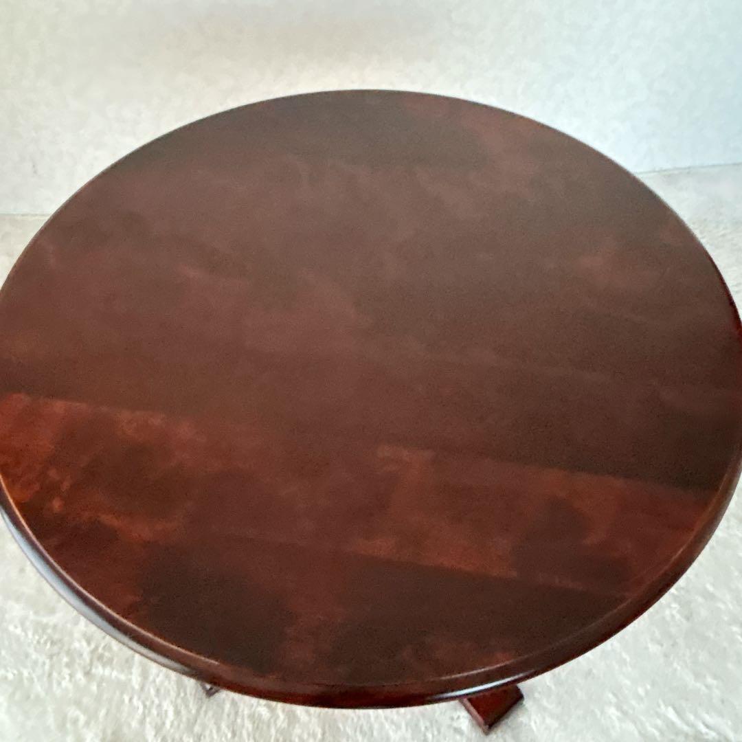 高級】クリエイトファニチャー 北海 カバ材 天然木 丸テーブル 民芸家具