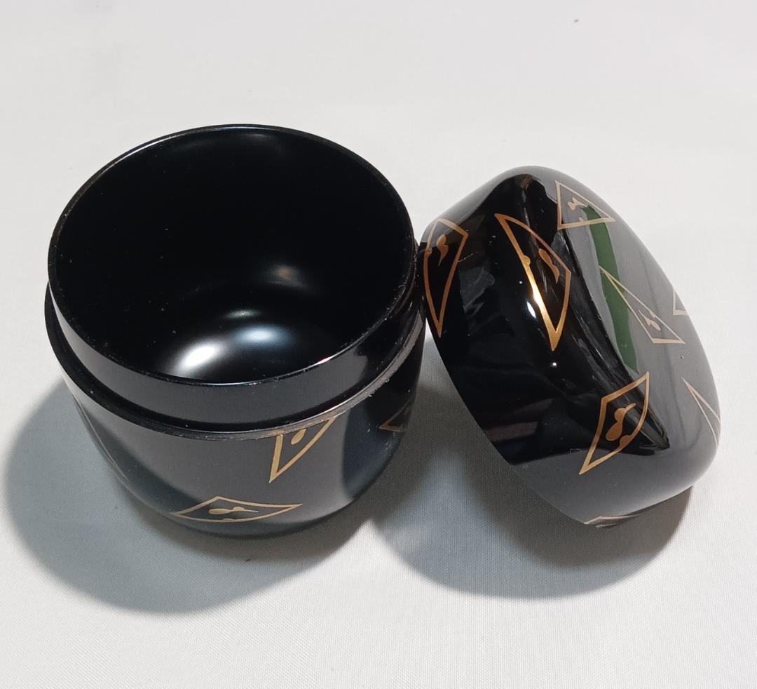 茶道具　塗師　米本龍斎作　鱗鶴蒔絵大棗　美品！！