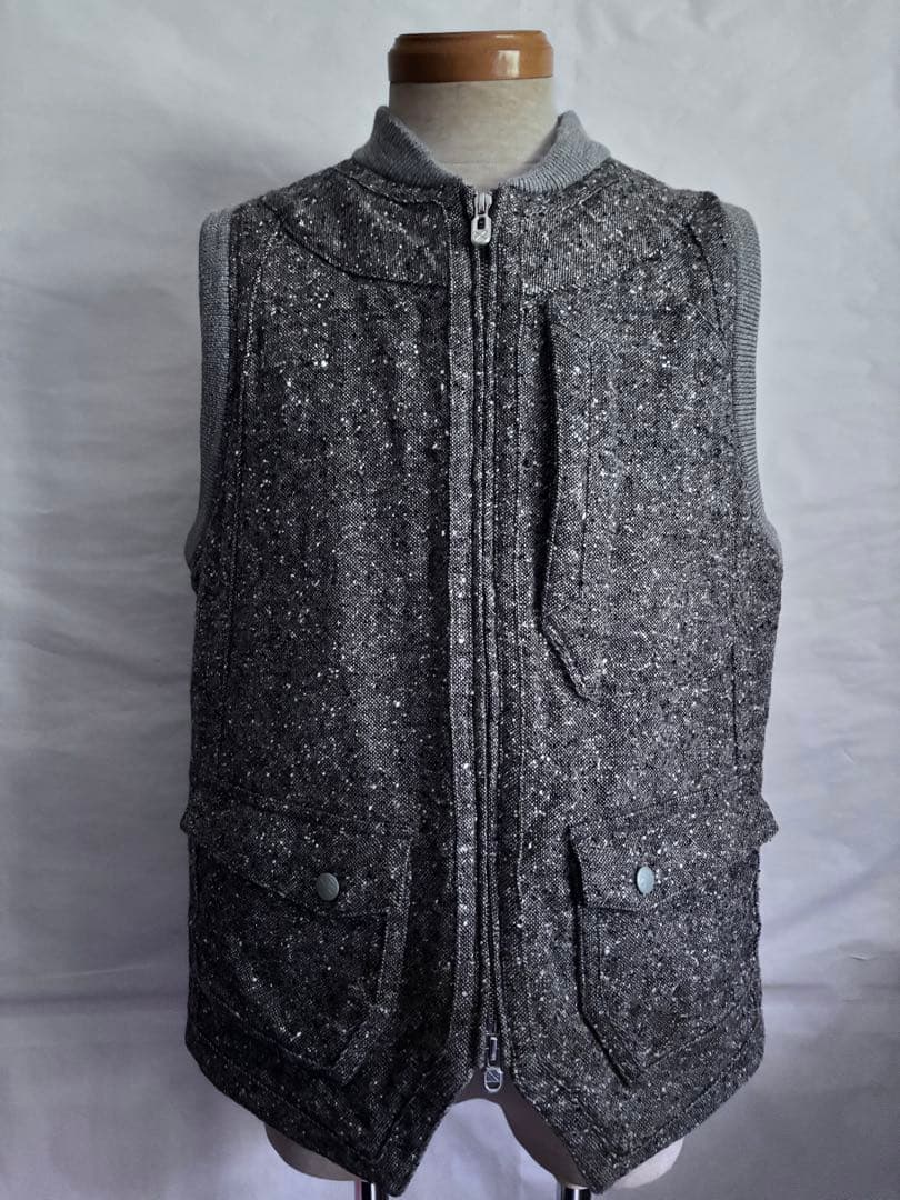 ホワイトマウンテニアリング　ホームスパン　ツイード　キルティングベスト WZIP