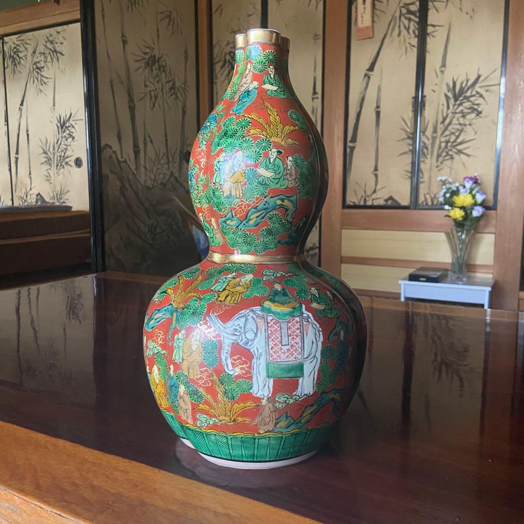 九谷焼き　ひょうたん形花瓶　壺