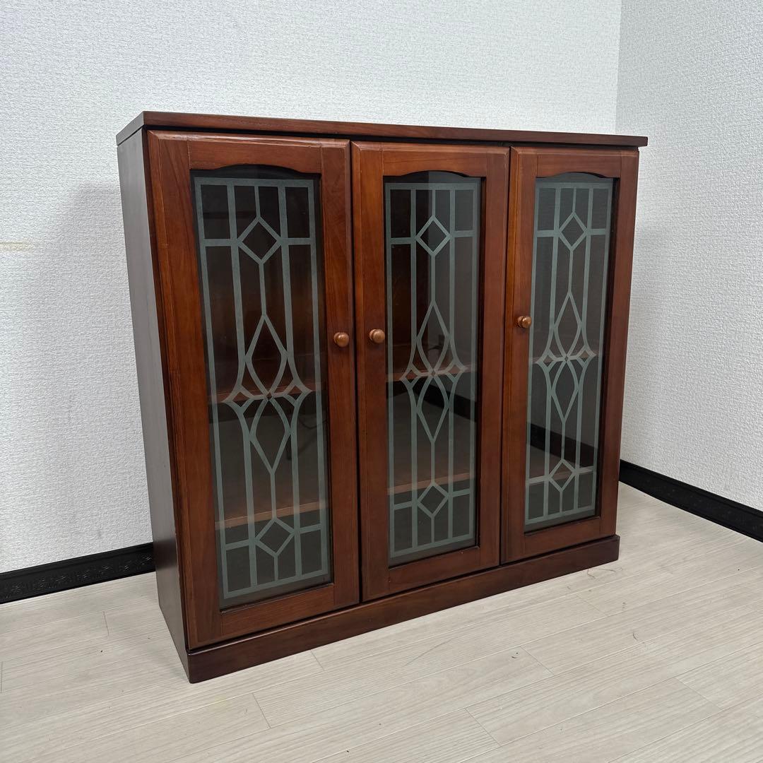 日昇 キャビネット サイドボード リビング収納 ガラス扉 iso※