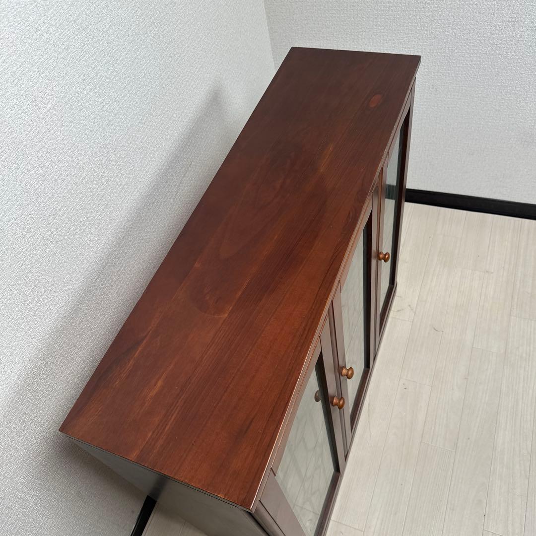 日昇 キャビネット サイドボード リビング収納 ガラス扉 iso※