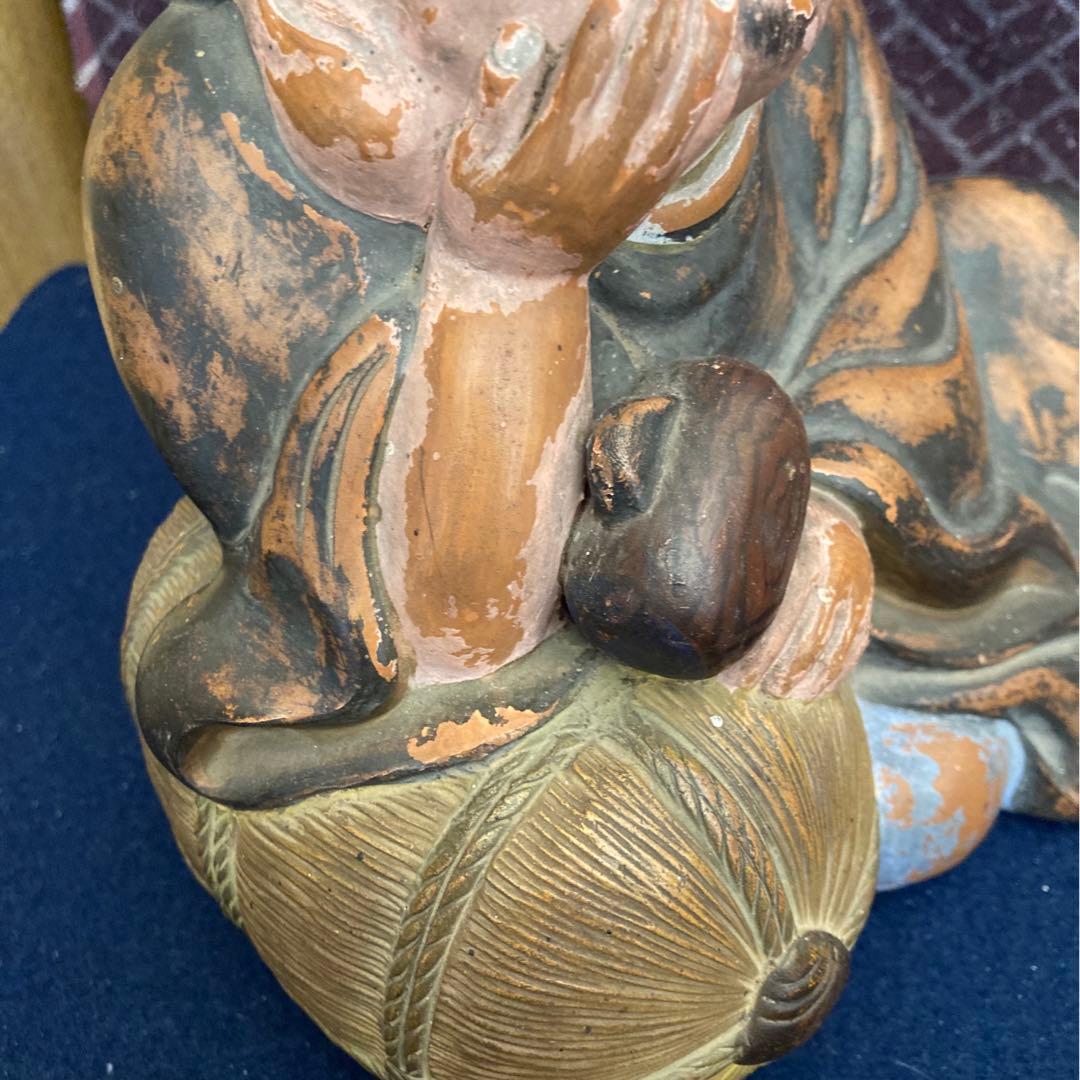 彩色備前　大黒天伏せ香炉　色備前