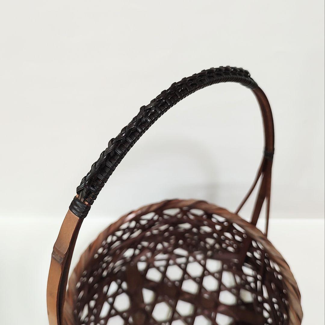 銘入り　竹真斉　竹製手つき籠