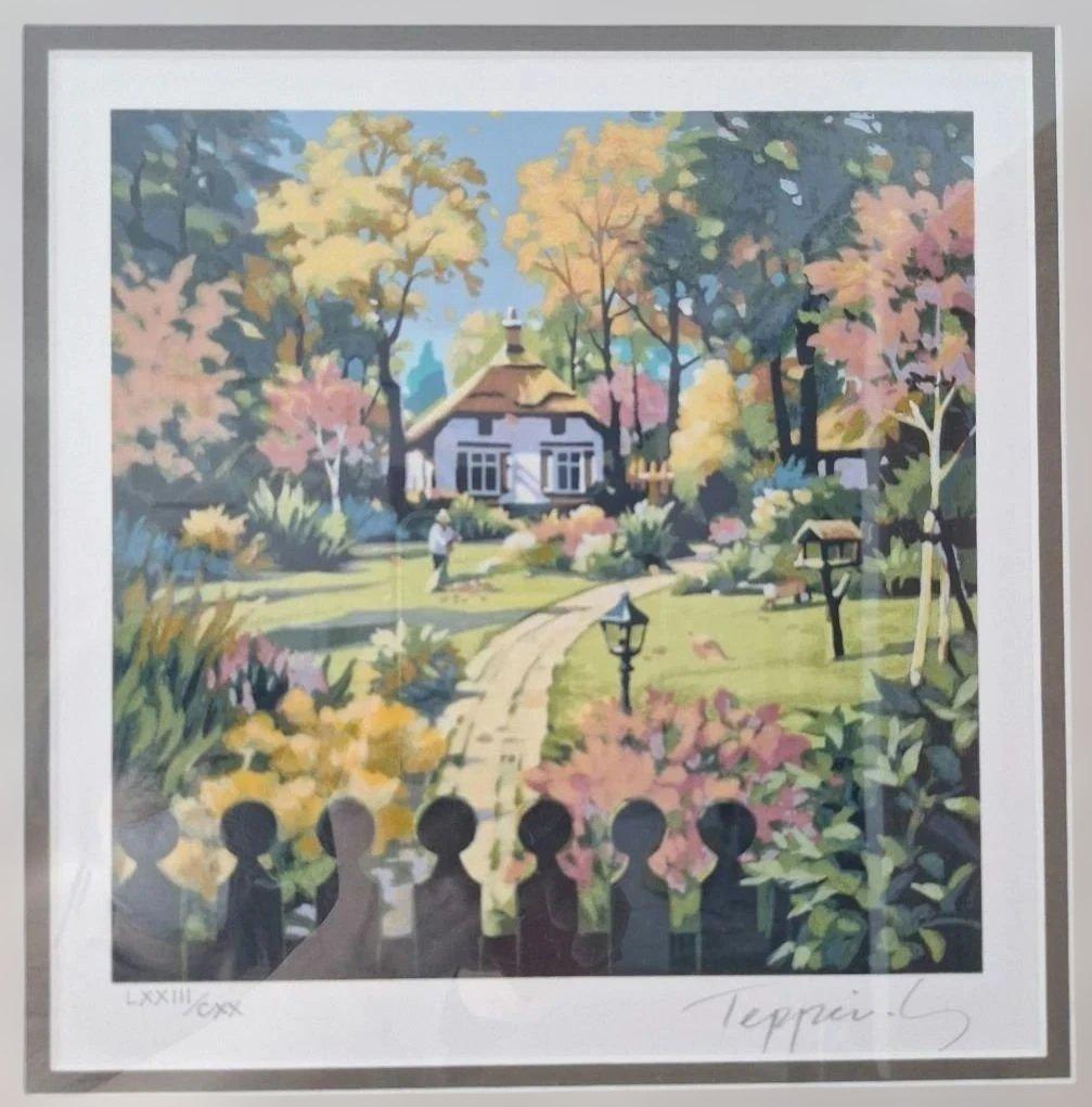 笹倉鉄平、シルクスクリーン『ヘルフスト』額付き、 「保証書」付き！