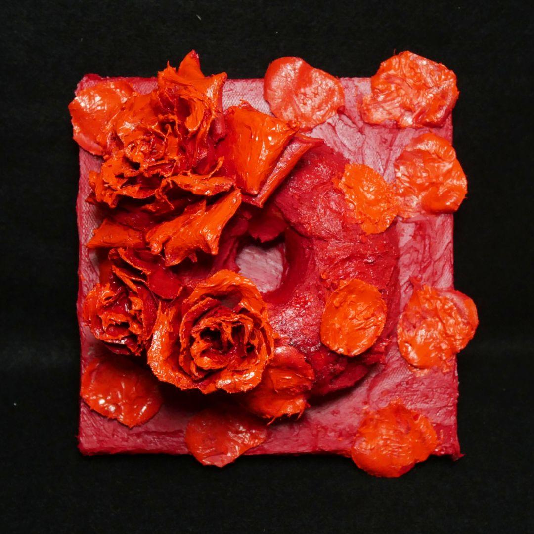 油絵 油彩 絵画 立体アート【薔薇のドーナツ】