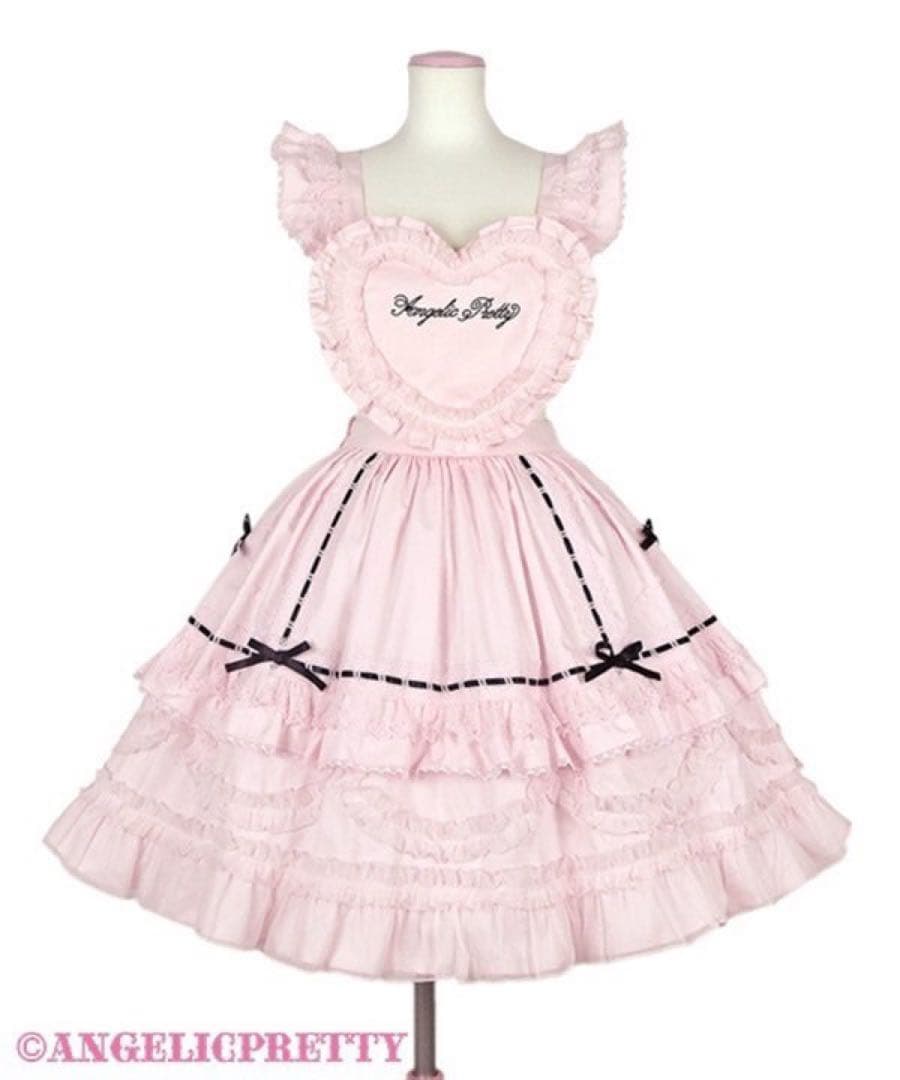 ハート胸当て付きスカート ピンク Angelic Pretty