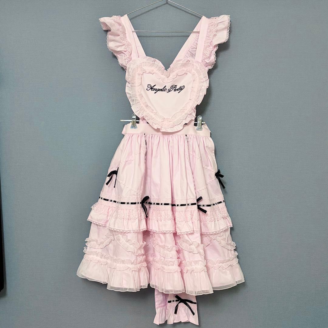 ハート胸当て付きスカート ピンク Angelic Pretty