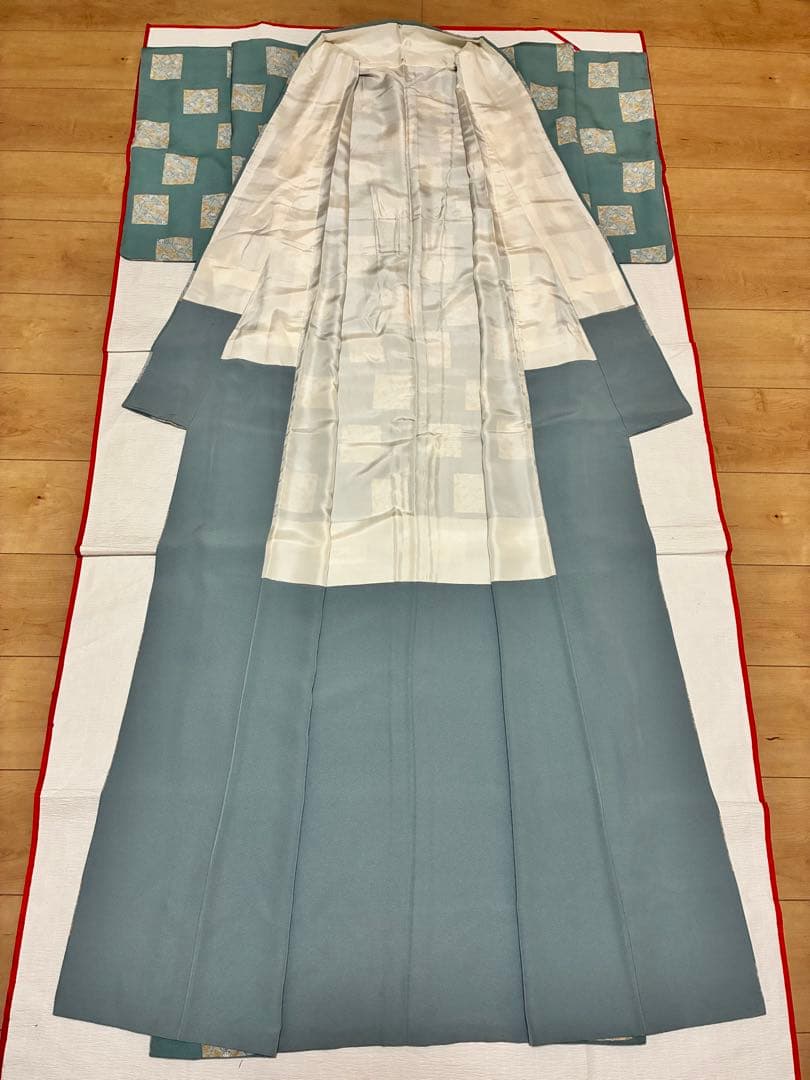 袷　小紋　苺の千代紙　裄70cm 正絹　半衿おまけ付き