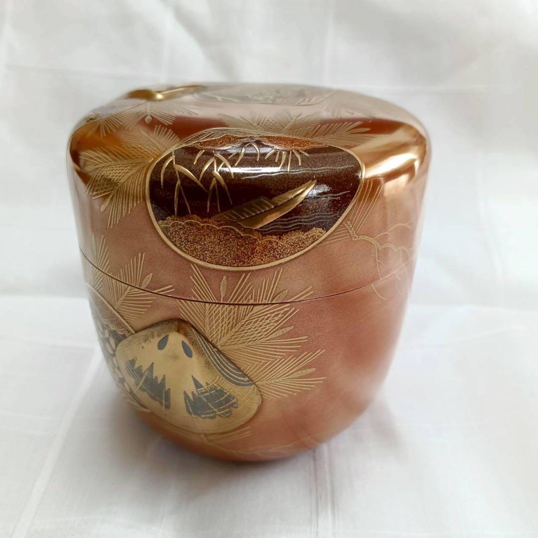 輪島塗 一后一兆 作 人間国宝 金蒔絵棗 共箱 仕覆付 茶道具