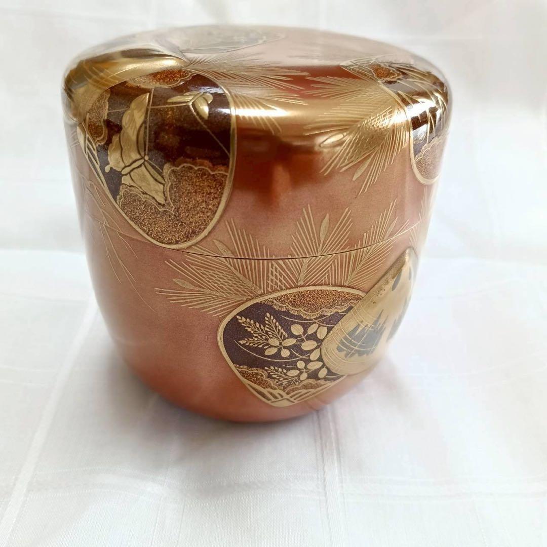 輪島塗 一后一兆 作 人間国宝 金蒔絵棗 共箱 仕覆付 茶道具