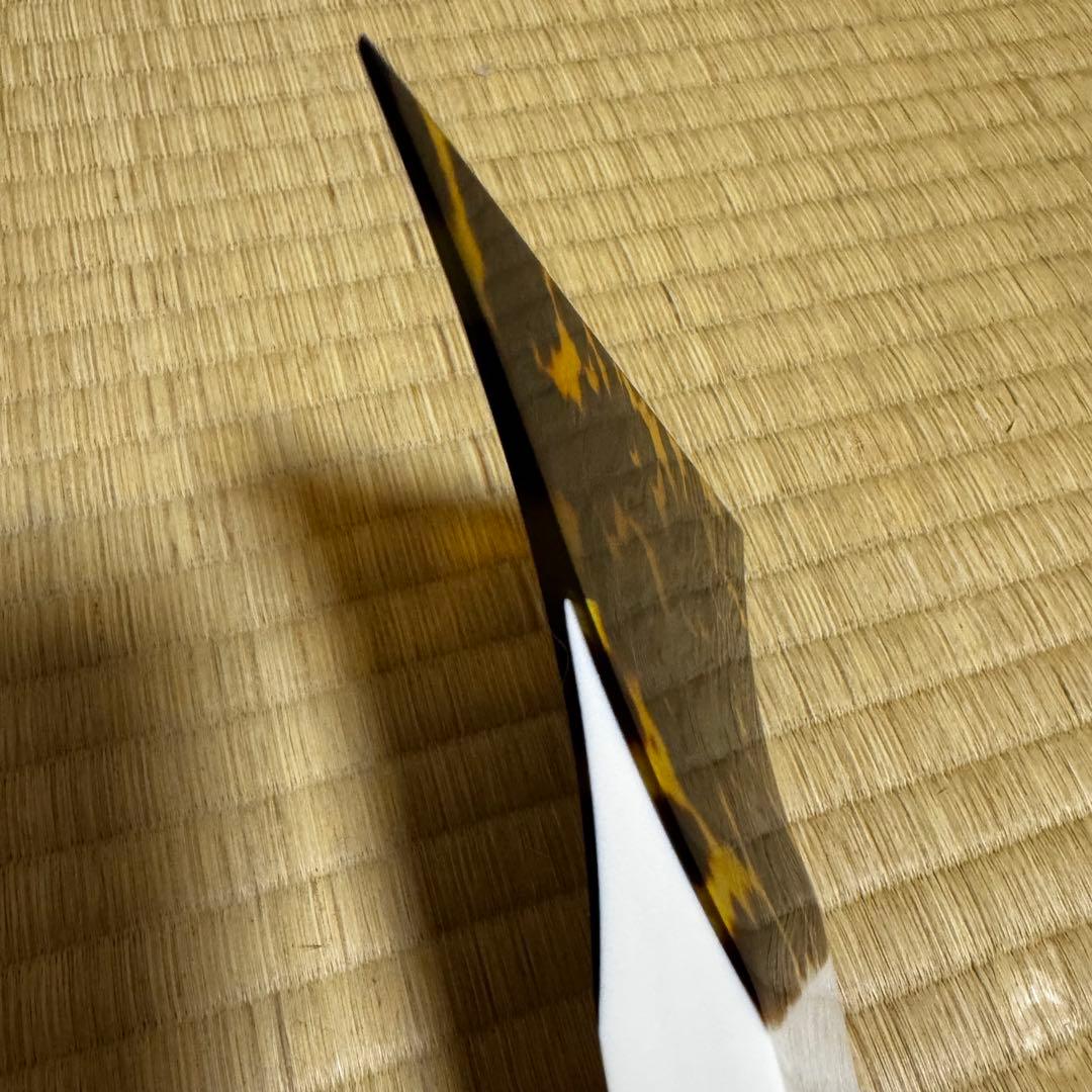 美品　津軽三味線バチ 撥 亀甲 鼈甲 べっ甲 和楽器　開き139mm