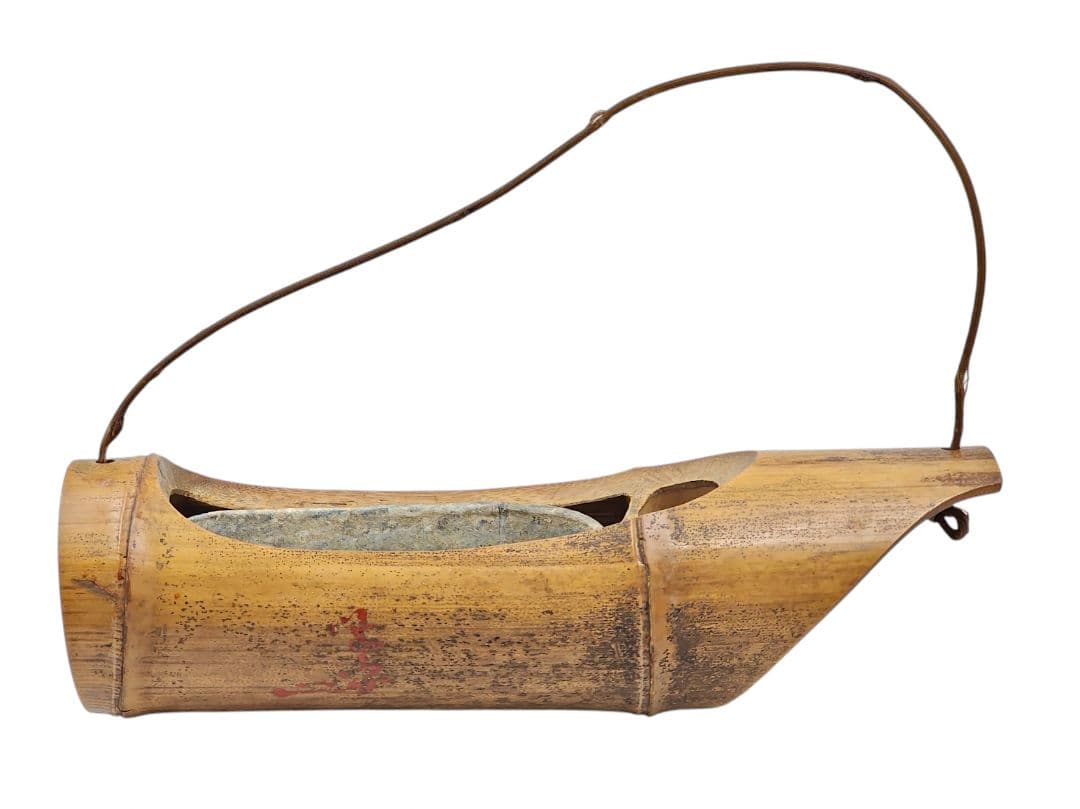 武者小路千家(官休庵)愈好斎箱書 元伯宗旦(千宗旦)朱漆直書 竹舟形 花入 桐箱