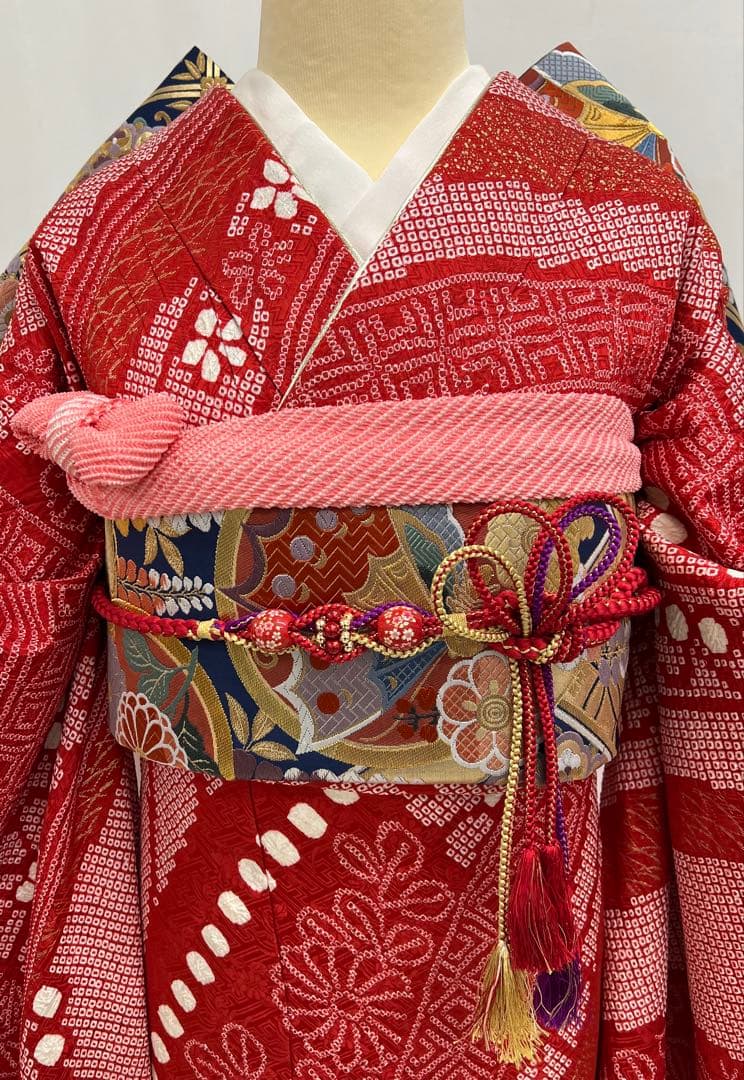 総絞り　振り袖　フルセット　別誂長襦袢付　金彩加工　そごう　成人式　633