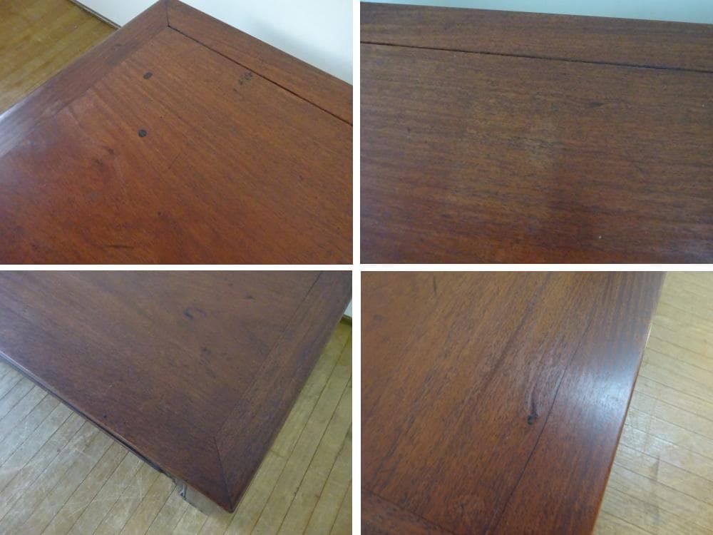 タジ　紫檀無垢　唐木　座卓　文机　ローテーブル　透かし彫り　細密彫刻　時代