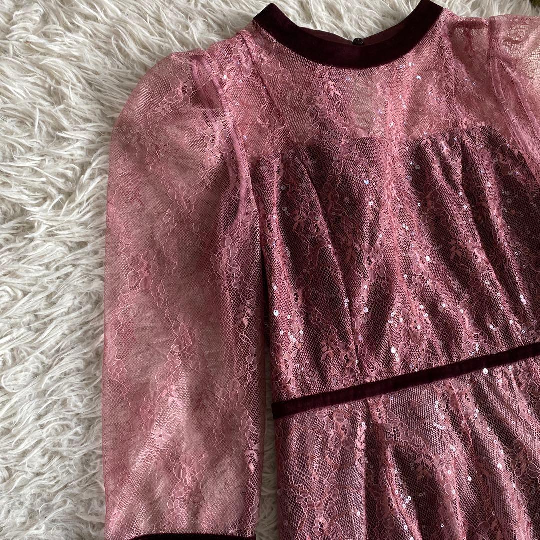 あはははは新品　snidel スナイデル　スパークルレースドレス　ピンク