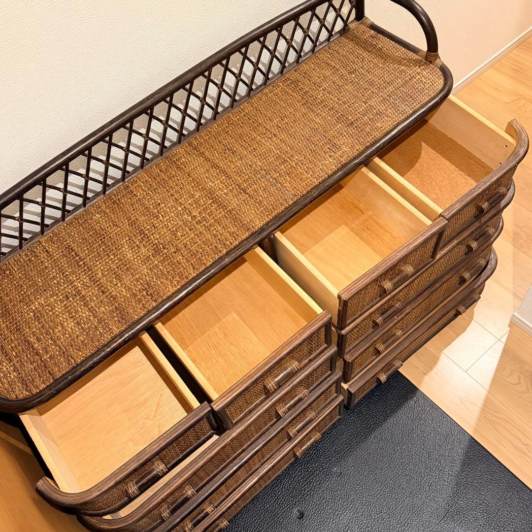 希少✨ヴィンテージラタン　籐家具 チェスト　4段10杯　引き出し タンス　ラタン
