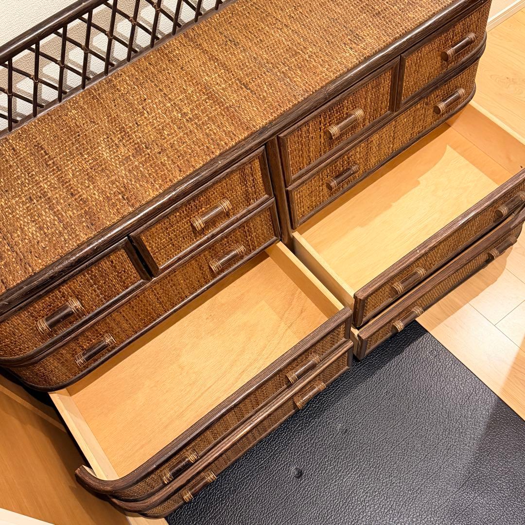 希少✨ヴィンテージラタン　籐家具 チェスト　4段10杯　引き出し タンス　ラタン