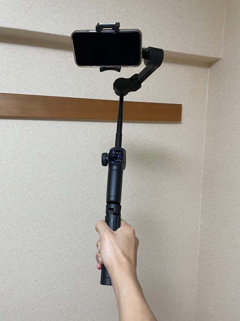 高機能 3軸 スマホ ジンバル 自撮り棒内蔵 自動追尾 ライト付き