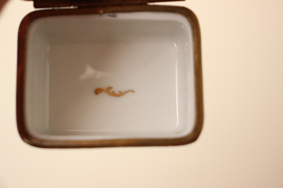 アンティーク　フランス　リモージュボックス　本　Book 羽