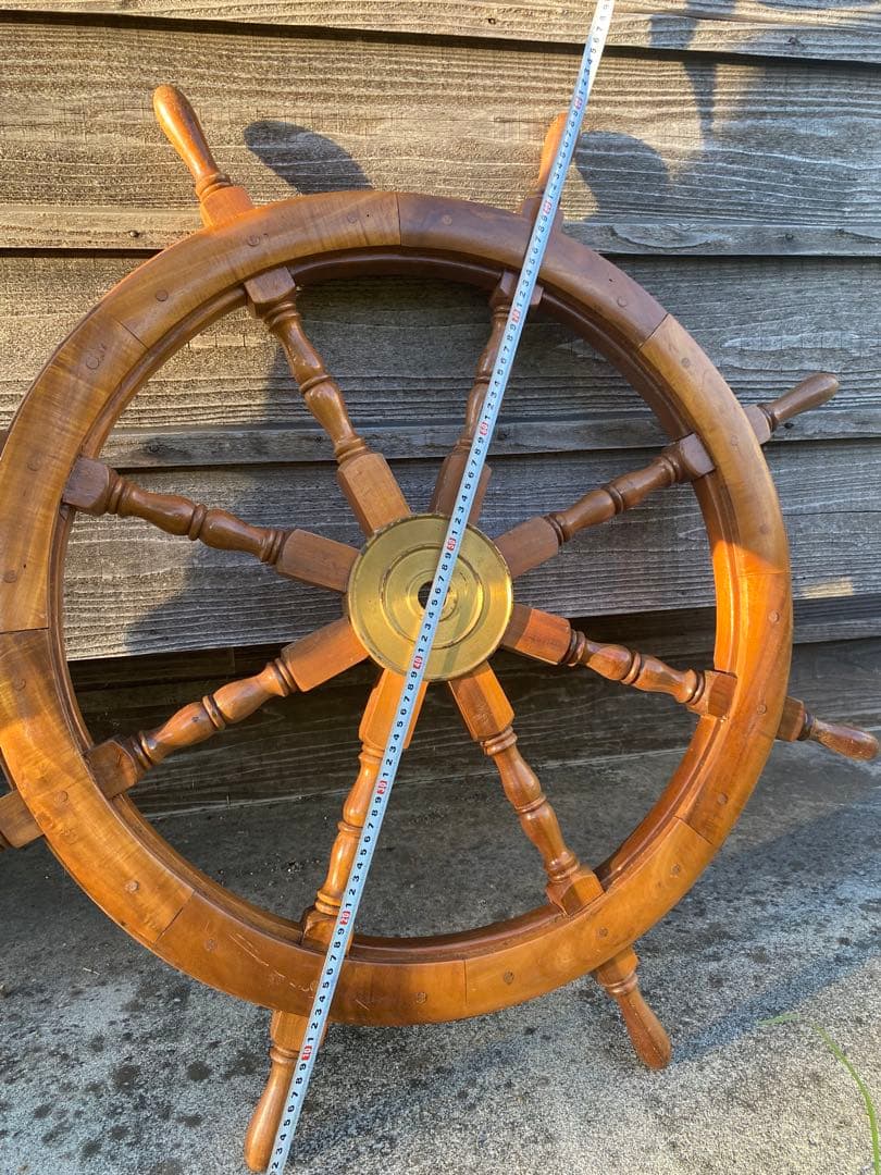 木製 舵輪 デザイン 直径約66cm 全体約90cm