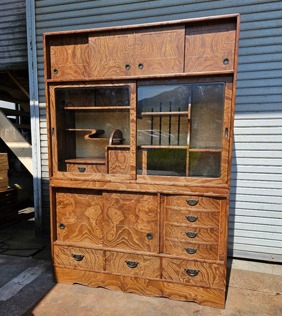 美しい杢目の茶箪笥 桐 水屋箪笥 木製 和家具 和モダン 昭和レトロ 古民家