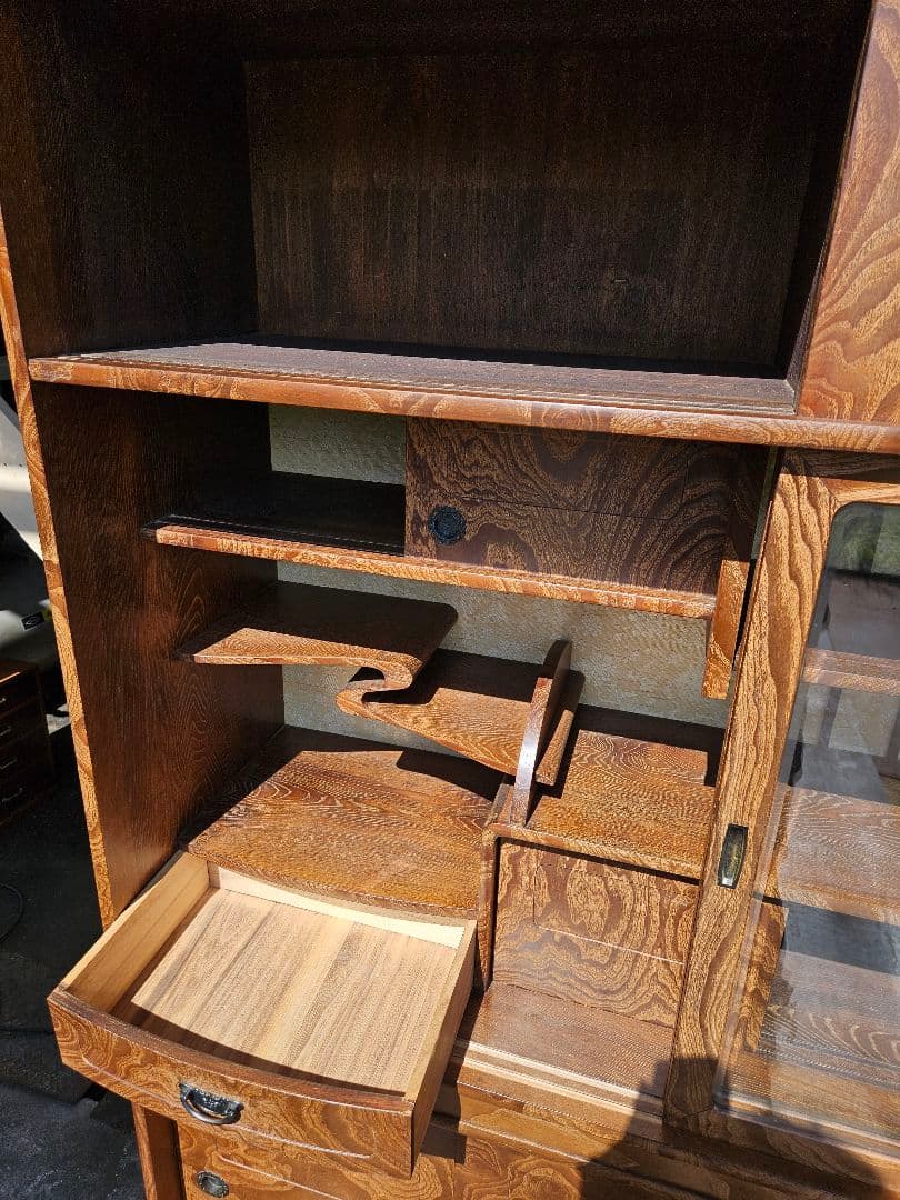 美しい杢目の茶箪笥 桐 水屋箪笥 木製 和家具 和モダン 昭和レトロ 古民家