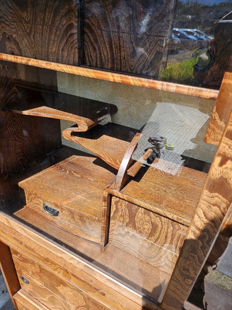 美しい杢目の茶箪笥 桐 水屋箪笥 木製 和家具 和モダン 昭和レトロ 古民家