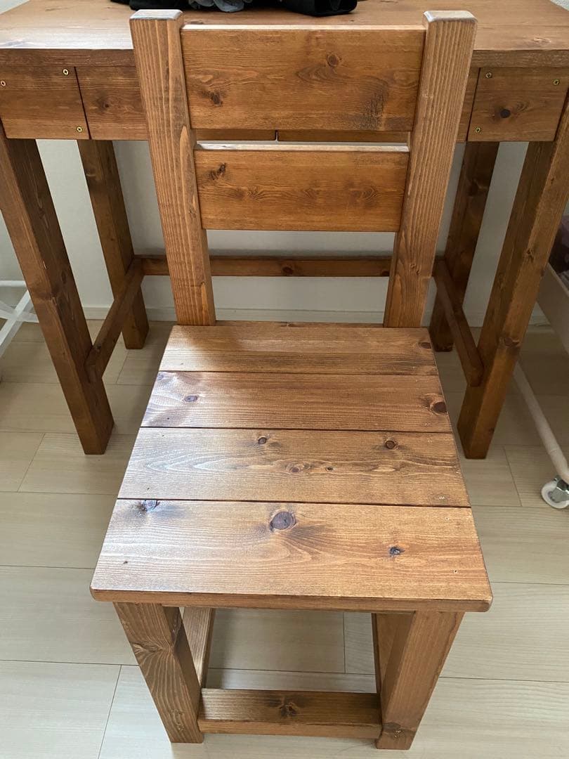 木製ブラウンテーブル＆椅子セット