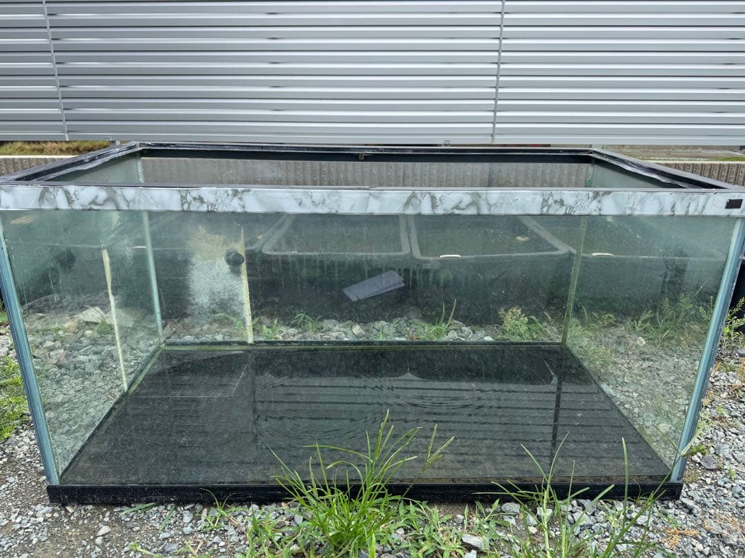 大型ガラス水槽と木製スタンド　ヒーター付き