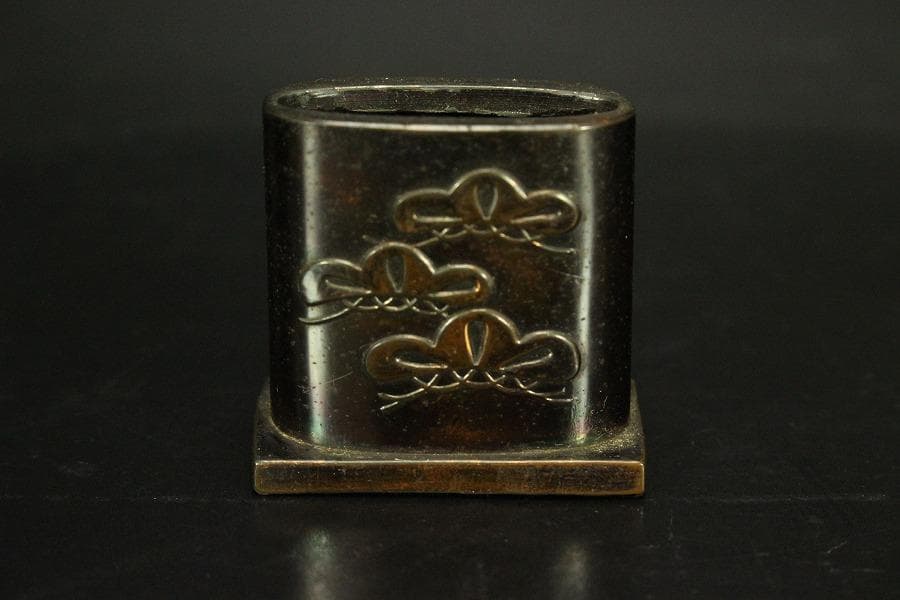 煙草盆 草花鳥文様 銅(メ1776)