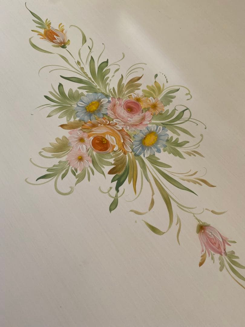 アンティーク調ホワイト オーバル型ダイニングテーブル ロココ調 楕円形テーブル