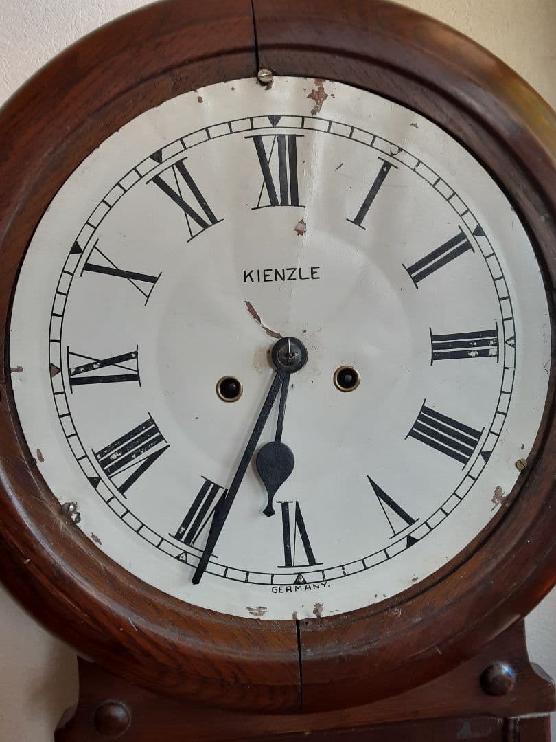 明治時代の大きなKienzle 掛時計 、ドイツ製、整備油注入済み、動作