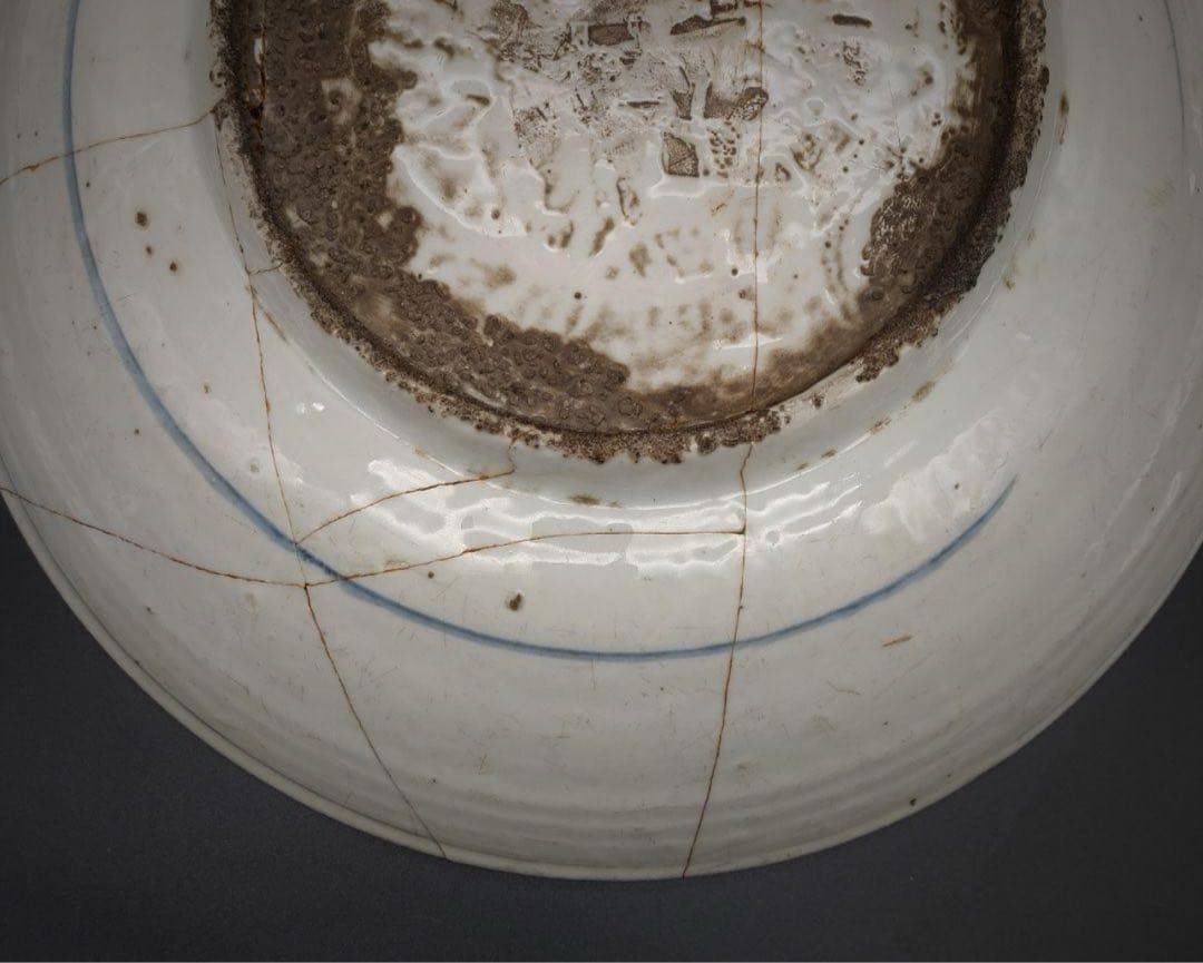 中國美術 古玩 鳳紋様 青花大皿 飾り皿　染付大皿 直徑36.5cm