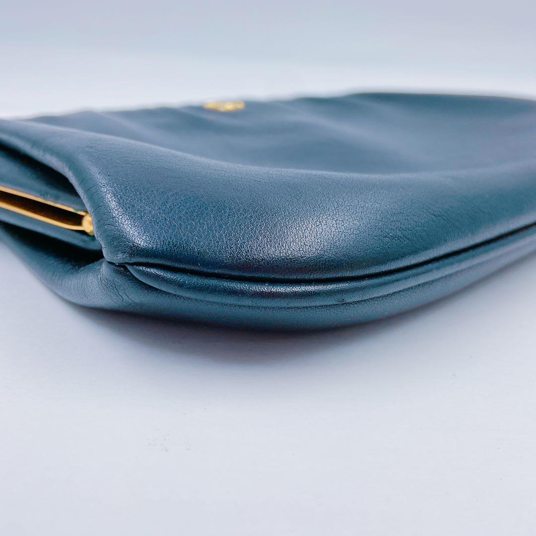 9FM87 CELINE セリーヌ がま口 ショルダーバッグ トリオンフ 黒