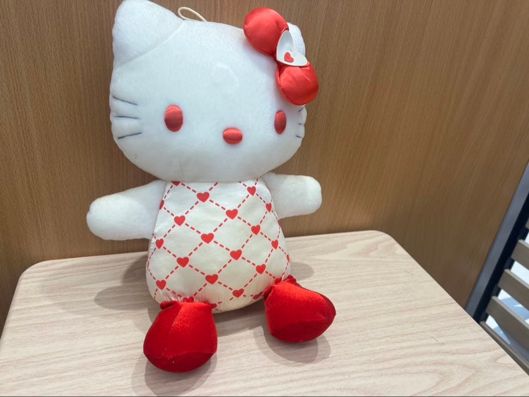 【レトロ・希少】ハローキティ ハートリボンぬいぐるみ 約30cm／サンリオ