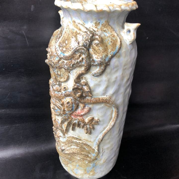 人間国宝級◆蔵から凄い龍が舞う壺が出てきた、壺、花瓶、花道具、茶道具