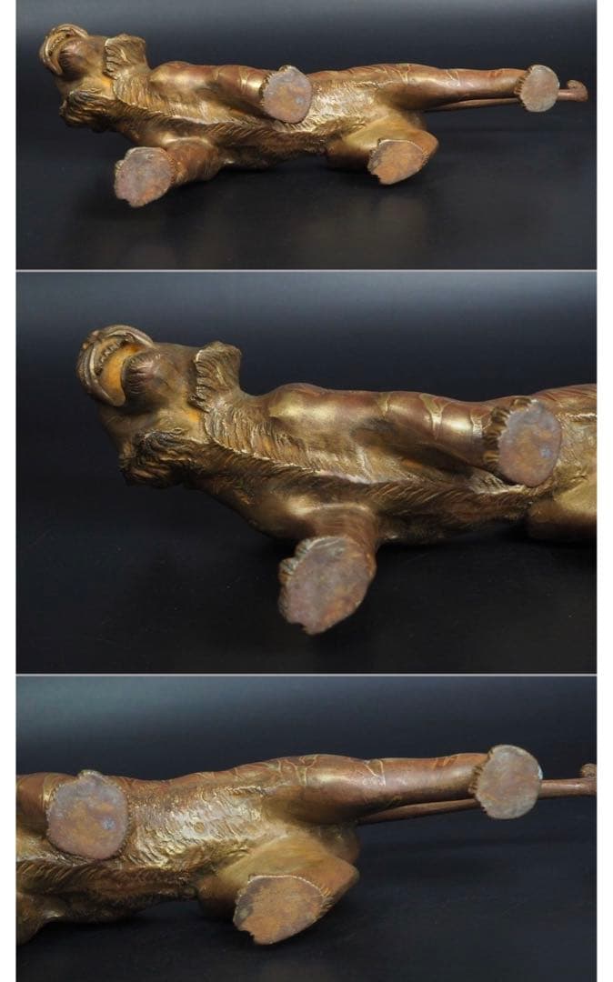 ヴォルテックス【フォロー割】送料無料　時代物 銅製　 リアル虎置物　玉眼