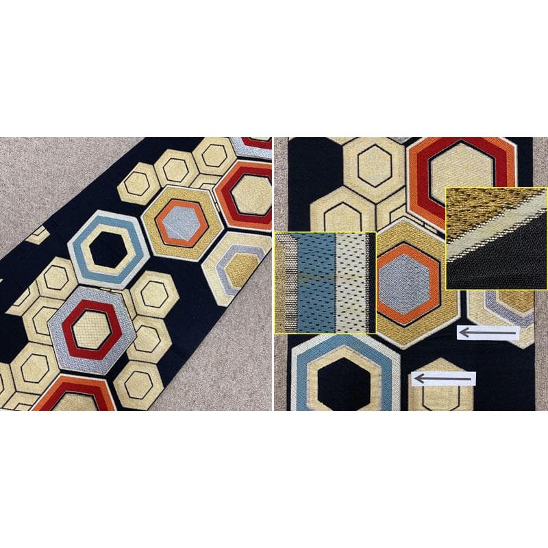 502aj5◎振袖＆袋帯 帯揚げ 帯締め 重ね衿 古典柄 雪輪 金彩 成人式◎