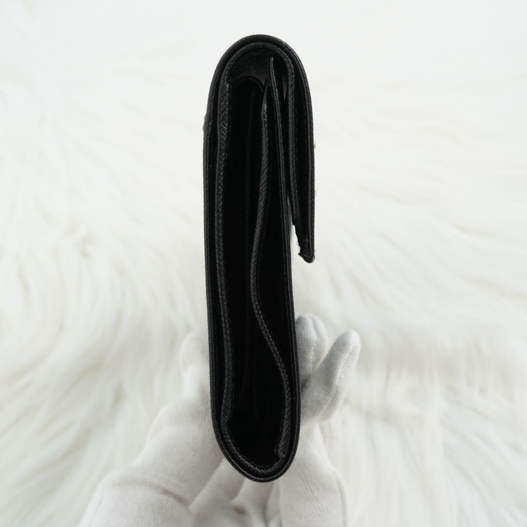 新品同様/未使用級　箱付き　PRADA プラダ　三つ折り財布　サフィアーノ　黒