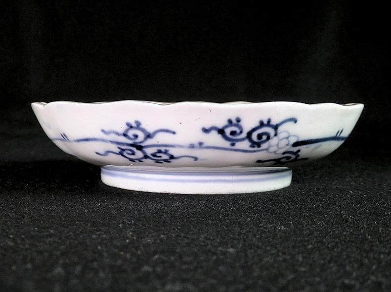 古伊万里　染錦　菖蒲に菊の図　４寸半皿　４客　D869AS-BXp