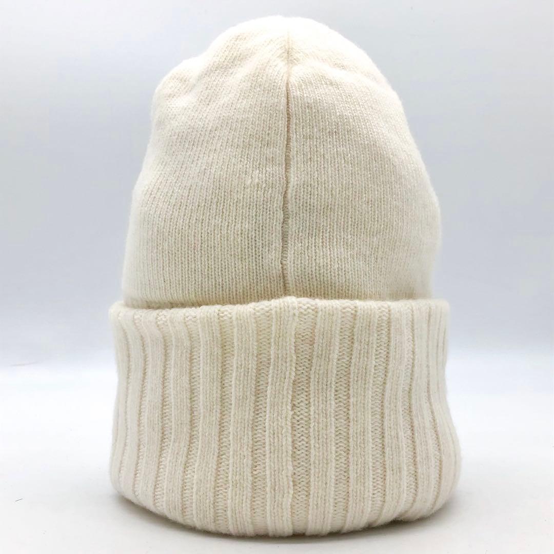 【新品】 MONCLER ニット帽 ビッグロゴ マグリア ホワイト ユニセックス