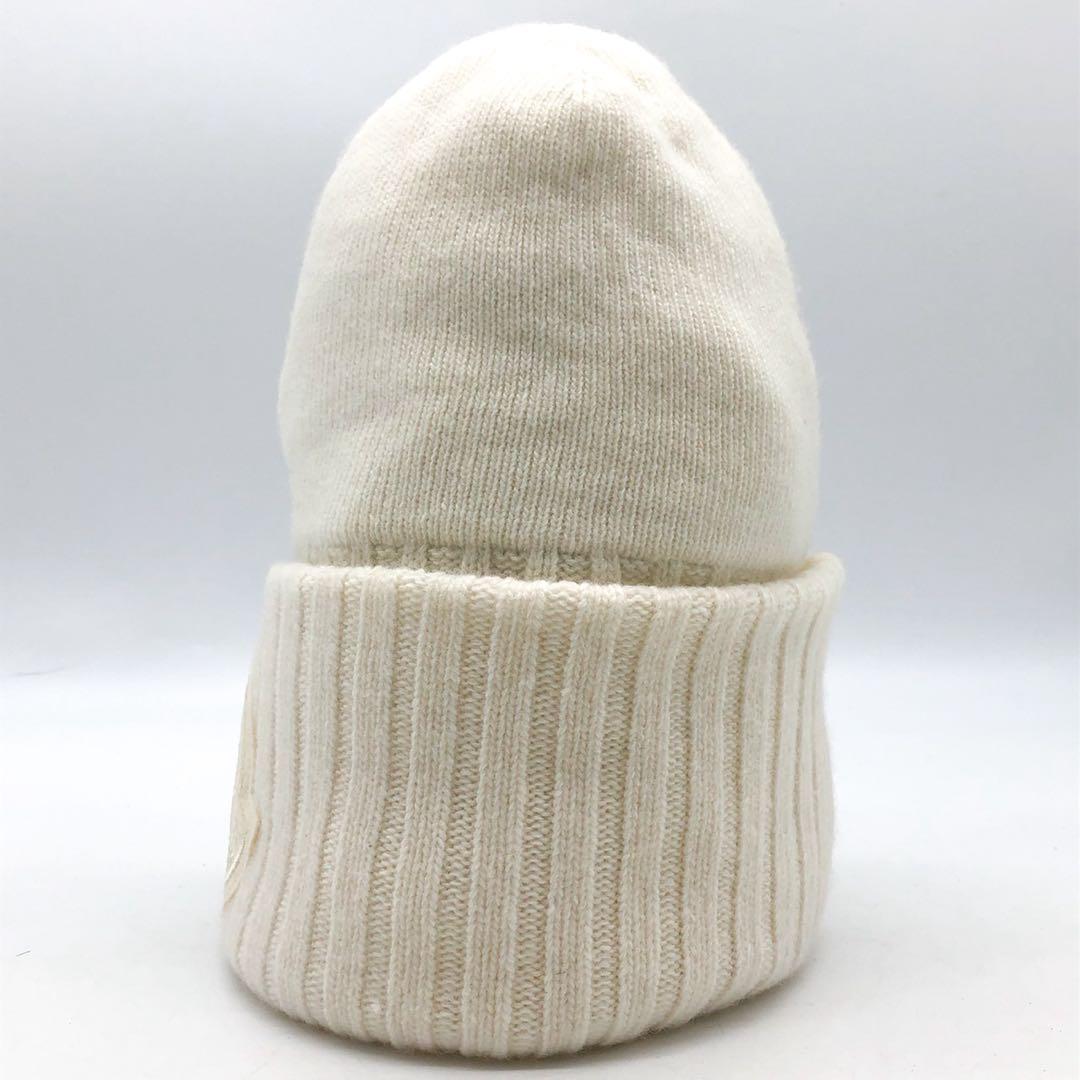 【新品】 MONCLER ニット帽 ビッグロゴ マグリア ホワイト ユニセックス