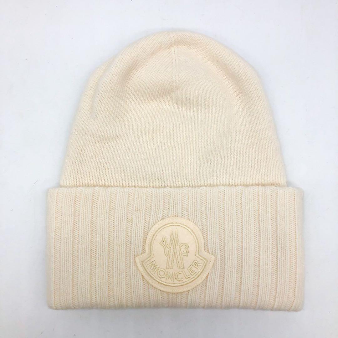 【新品】 MONCLER ニット帽 ビッグロゴ マグリア ホワイト ユニセックス