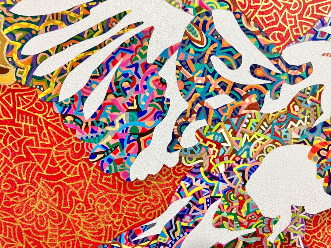 値下げ　原画　カラス　鳥　動物画　絵画　アクリル画　現代アート　細密画　一点物