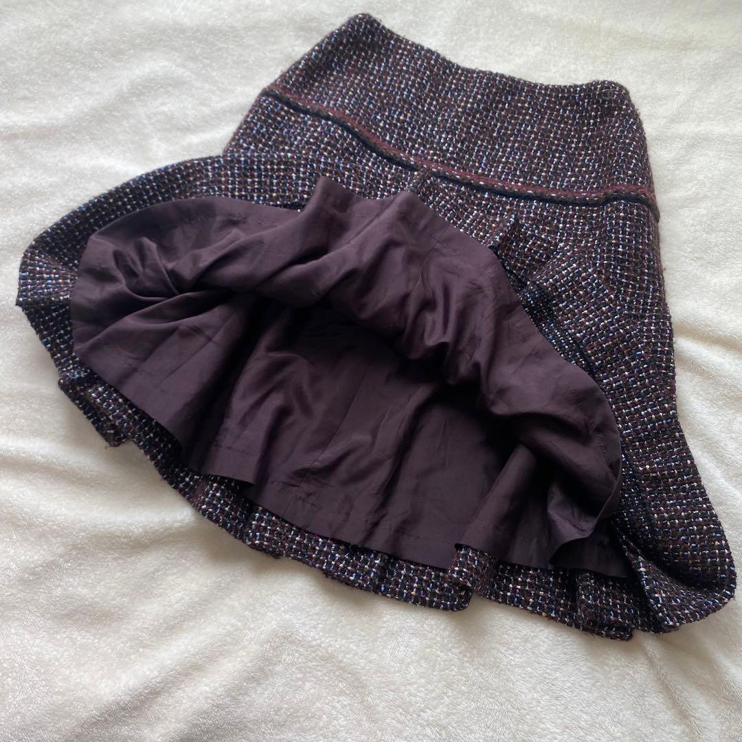 CHANEL ラメツイード スカート ボックスプリーツ ウール