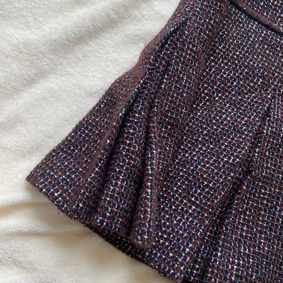 CHANEL ラメツイード スカート ボックスプリーツ ウール